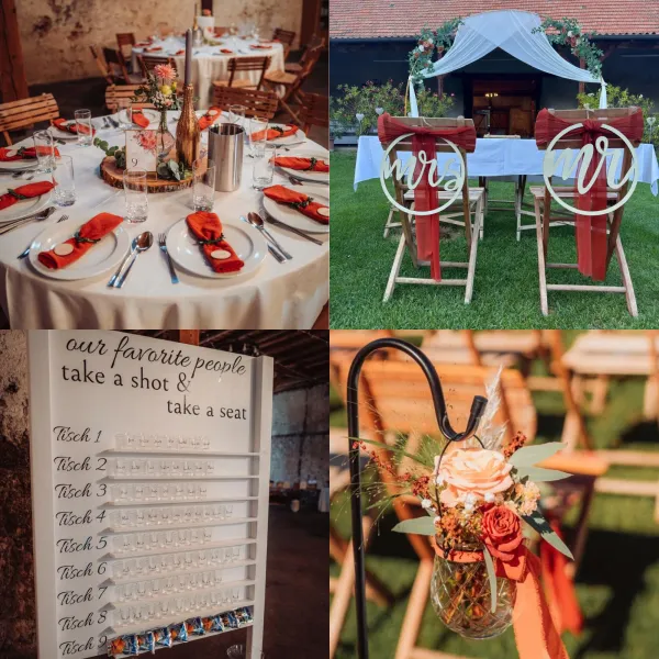 Hochzeitsdekorationen zum ausleihen